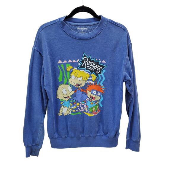 Nickelodeon Rugrats Sweatshirt Womens Small Blue Crew Neck Long Sleeve Shirt Top - Picture 1 of 11